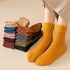 5 Colors Women's Solid Color Socks Autumn and Winter Thick Plush Warm Mid Tube Socks Snow Socks