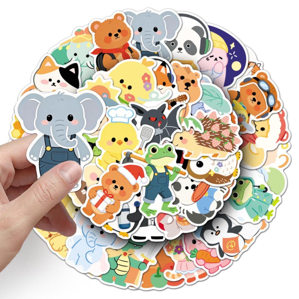 50 Hand-drawn Q Version Graffiti Animal Stickers for Bullet Journal DIY Decoration