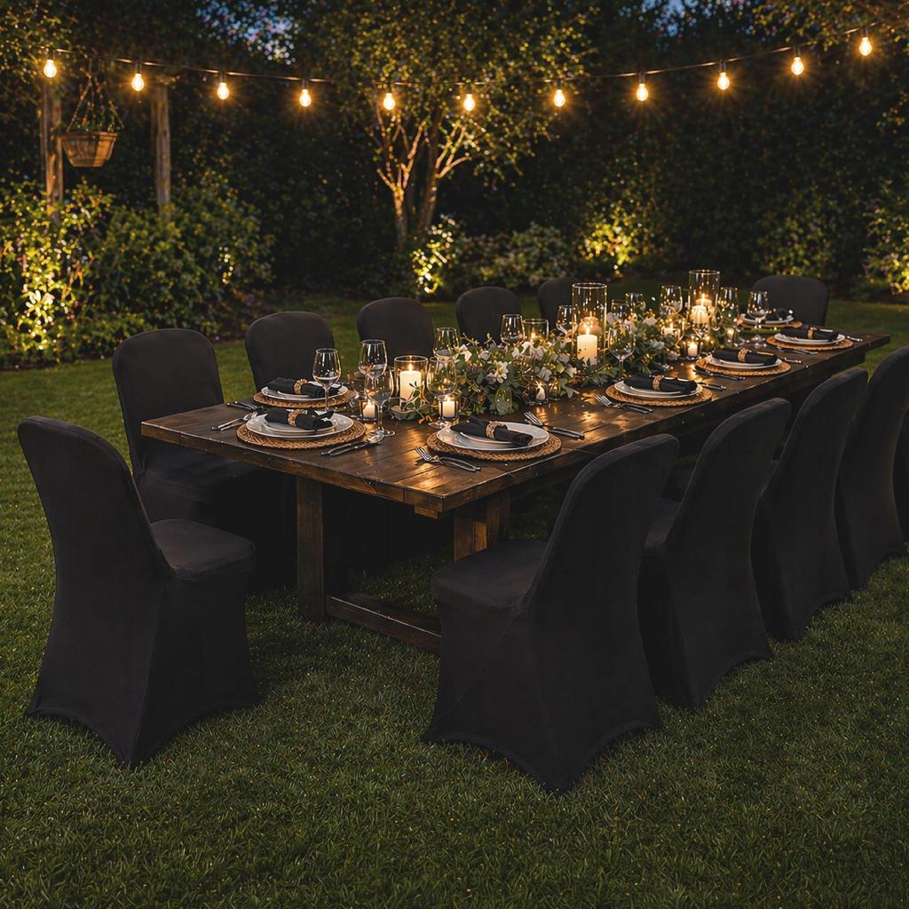 Banquet Chair Cover Black Universal Elastic THICK