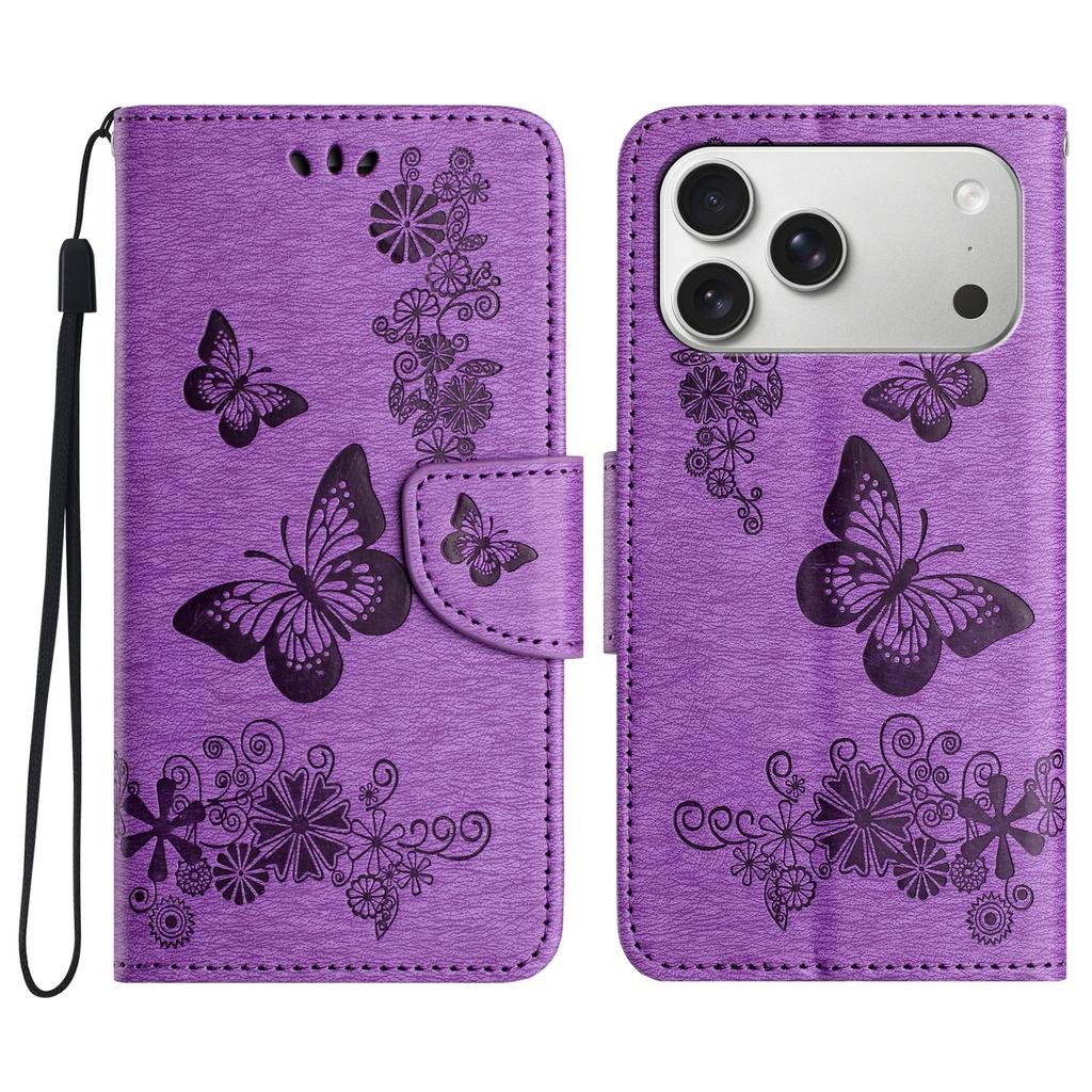 For iPhone 17 Pro Case Butterflies Flower Leather Wallet Flip Phone Cover