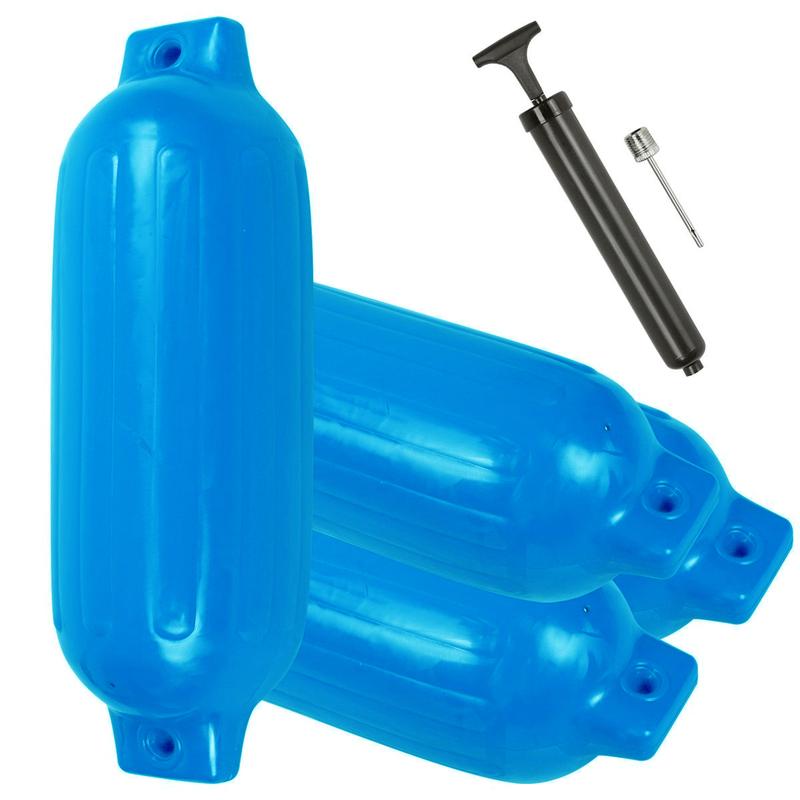 4PCS Ribbed Inflatable Boat Fender 5.5 x20  Vinyl Marine Dock Bumper Protector Blue