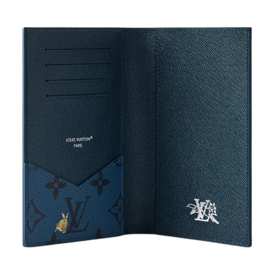 Louis Vuitton Ss26 Animal Combination Print Monogram Forest Coated Canvas Passport Holder Men Accessories Navy-Blue M27052