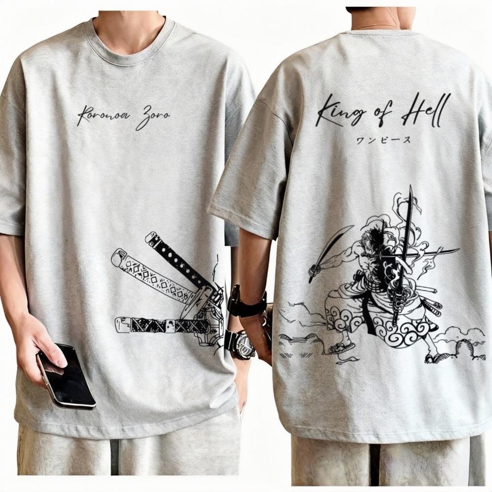 GUOYAN TOP One Piece Roronoa Zoro T-shirt Unisex Harajuku Anime Grafische Print Ronde Hals Puur Katoen Mode Streetwear Tops Voor Mannen Vrouwen 3XL