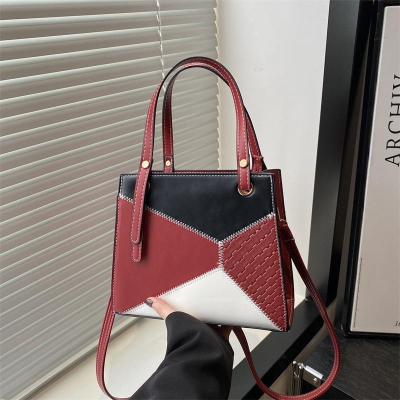New Spring and Summer Trend Handbag Personalized Contrasting Color Splicing Large-capacity Fashion Shoulder Messenger Bag Women