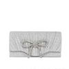 Crystal Bow Evening Clutch - Stylish, Versatile and Durable Ruffled Mini Clutch for Valentine's Day Parties and Formal Events