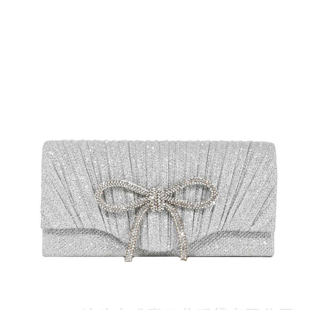 Crystal Bow Evening Clutch - Stylish, Versatile and Durable Ruffled Mini Clutch for Valentine's Day Parties and Formal Events