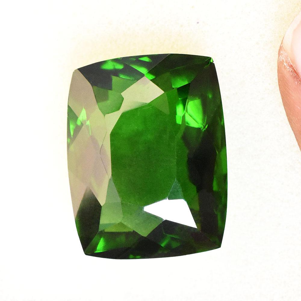 Lab-Created Green Emerald Loose Gemstone 27x21mm Cushion Shape for Jewelry Making and Crafts