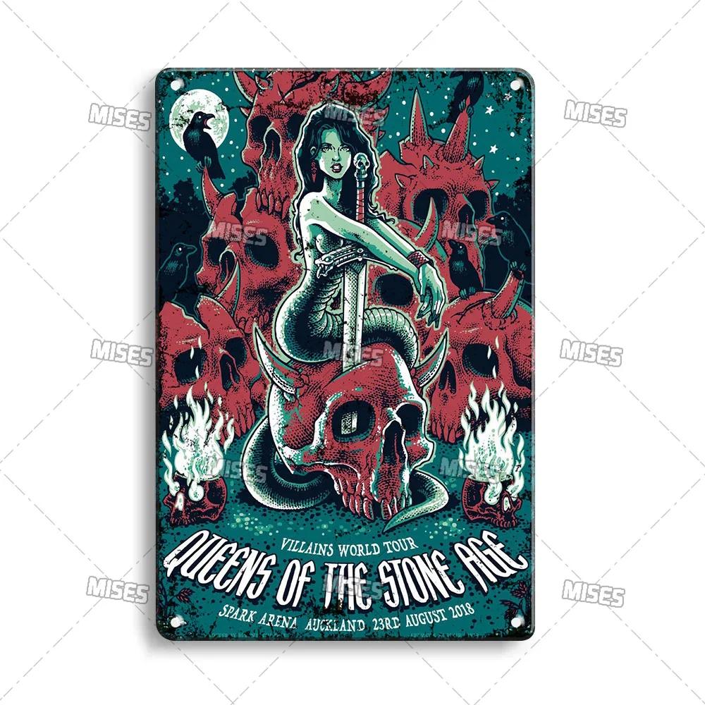 MISES ROCK Wanddekoratives Poster Metall Blechschild Musik Metallplakette Rostiges Band Metallschild Man Cave Zuhause Küche Industrielle Dekoration