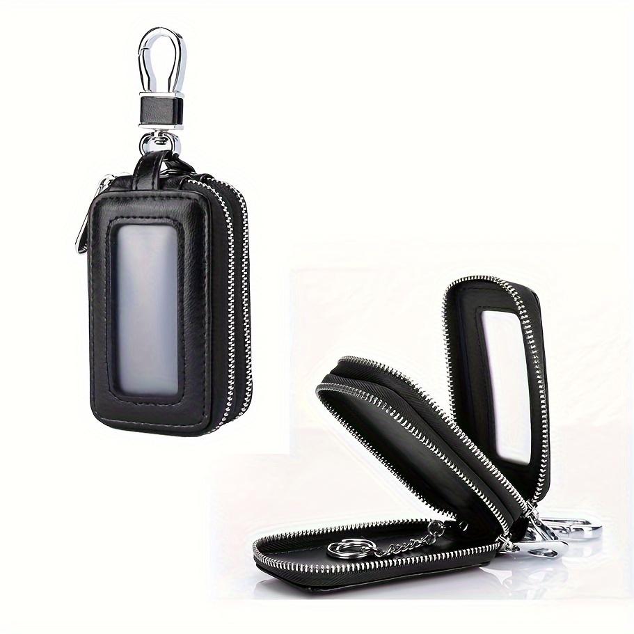 

Двухслойный чехол для ключей из воловьей кожи PU - надежное крепление для хранения ключей от машины на талии - стильная мини-сумка для аксессуаров для салона чёрный