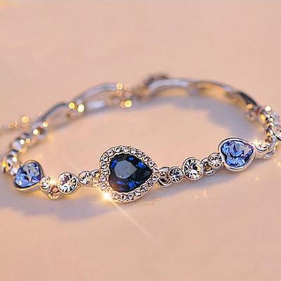 Fashion Women Girl Crystal Heart Shape Bracelet Bangle Jewelry AVE