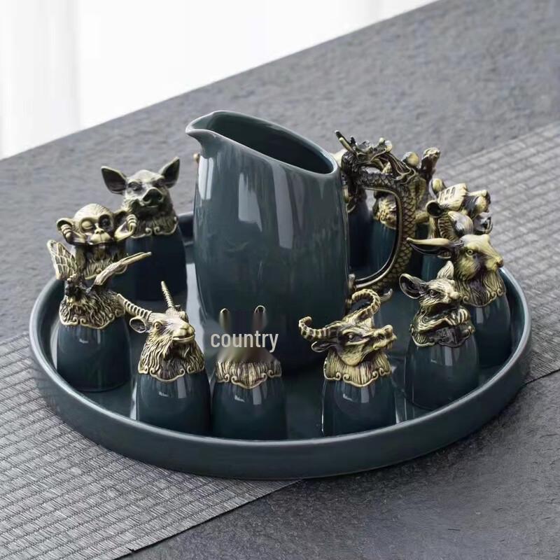

ChaXun Ge Kiln Twelve Zodiac Ceramic Set