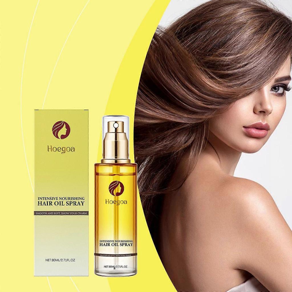 Spray Huile Essentielle Nourrissante pour Cheveux Hoegoa Adoucit, Nourrit et Hydrate les Cheveux, et Améliore la Sécheresse. Spray de soin moins pour permanente et coloration