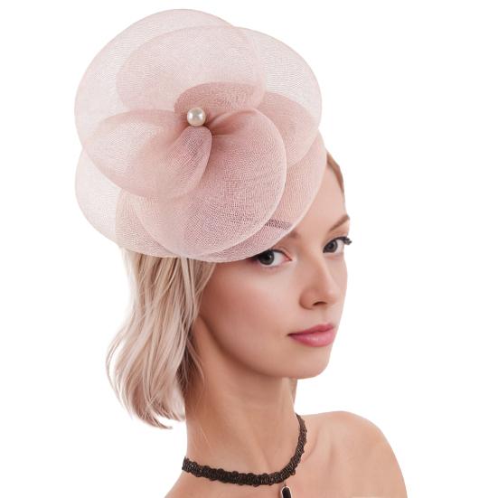 

Women Fascinators Hat Headband Base Design Stable Non-Slip Lightweight Mesh Flower Shape Headgear Tea Party Hat Accessories