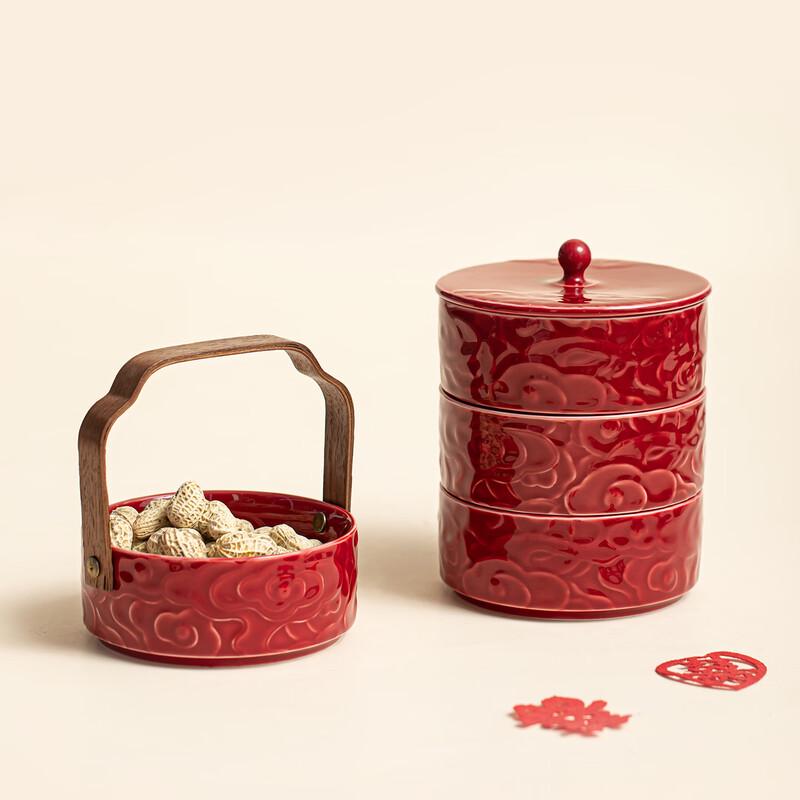 Chinese Ceramic Camellia Snack Plate Set