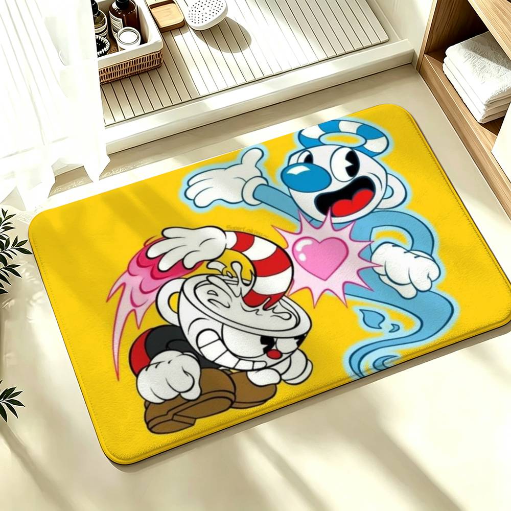 Game Cuphead Shower Room Absorbent Small Floor Mat Soft Comfortable Decorative Foot Mat