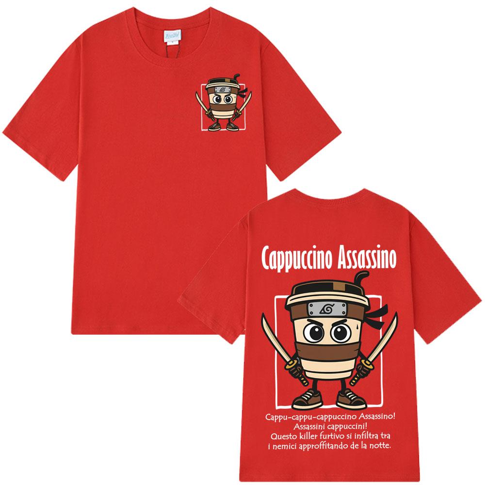 

Cappuccino Fashion Italian Brainrot T-shirt Short-sleeved Casual Assassino T Shirt Women 4XL