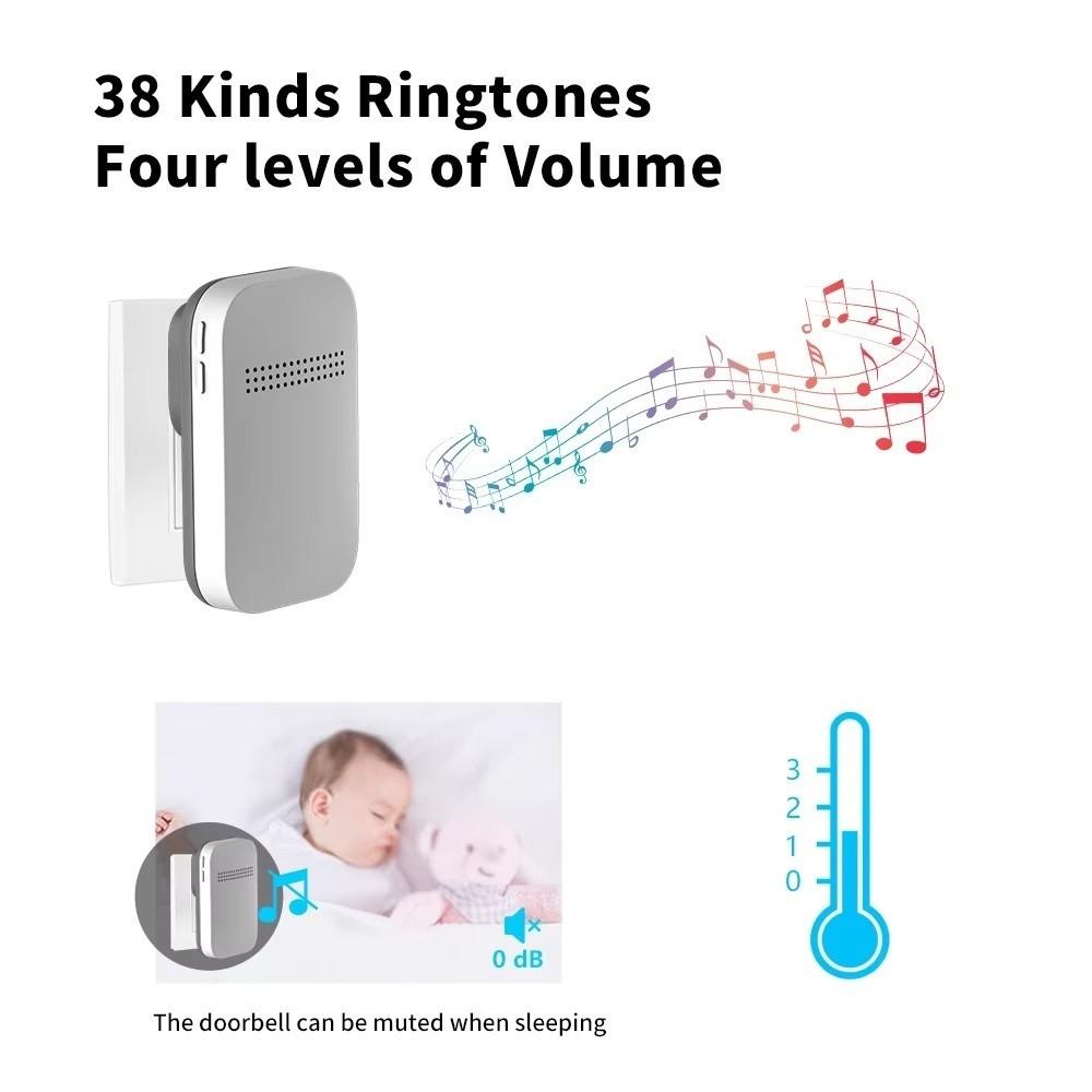 38 Songs Chime Wireless Doorbell Luminous Button Smart Doorbell Door Bell Sets  Smart Home
