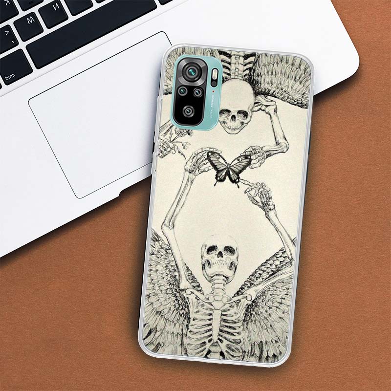 Retro Skull Butterfly Phone Case For Xiaomi Redmi 12 12C 10 10C 10A 9T 9C 9A 9 8 8A 7 7A 6 6A K20 K30 K40 Pro S2 Fundas Cover