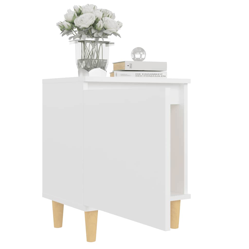 Nightstands with Solid Wood Legs 2 pcs White 40x30x50 cm
