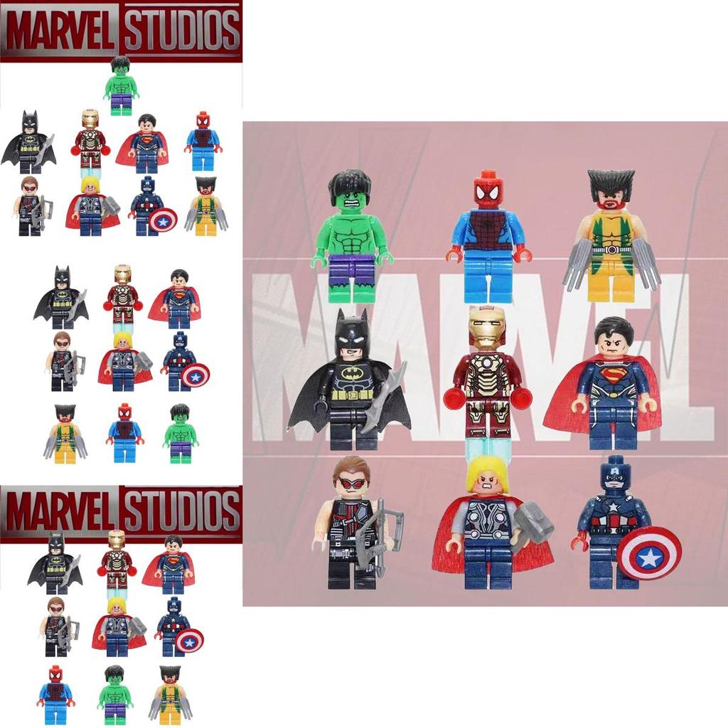 Marvel Superhero Series Building Blocks Abs Plastic Toy Figures Set Of 9 4.5cm Height