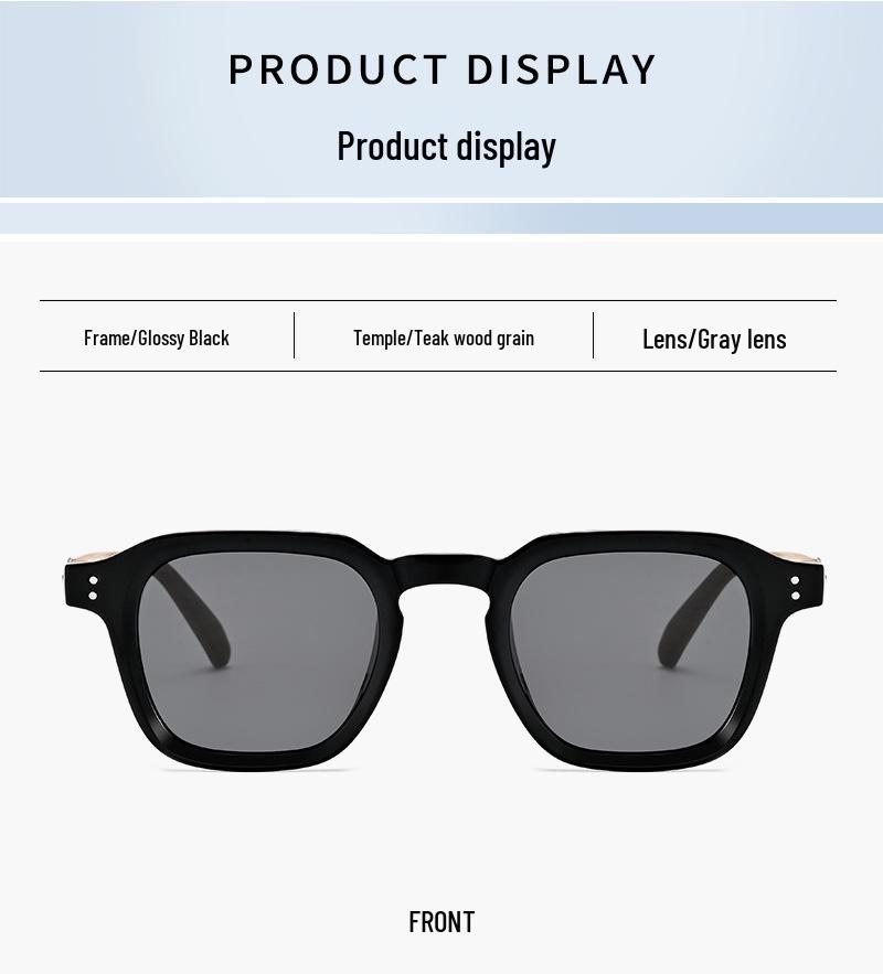 Stylish Polarized Wood Grain Rivet Sunglasses for Women & Men - High-End Look with UV Protection