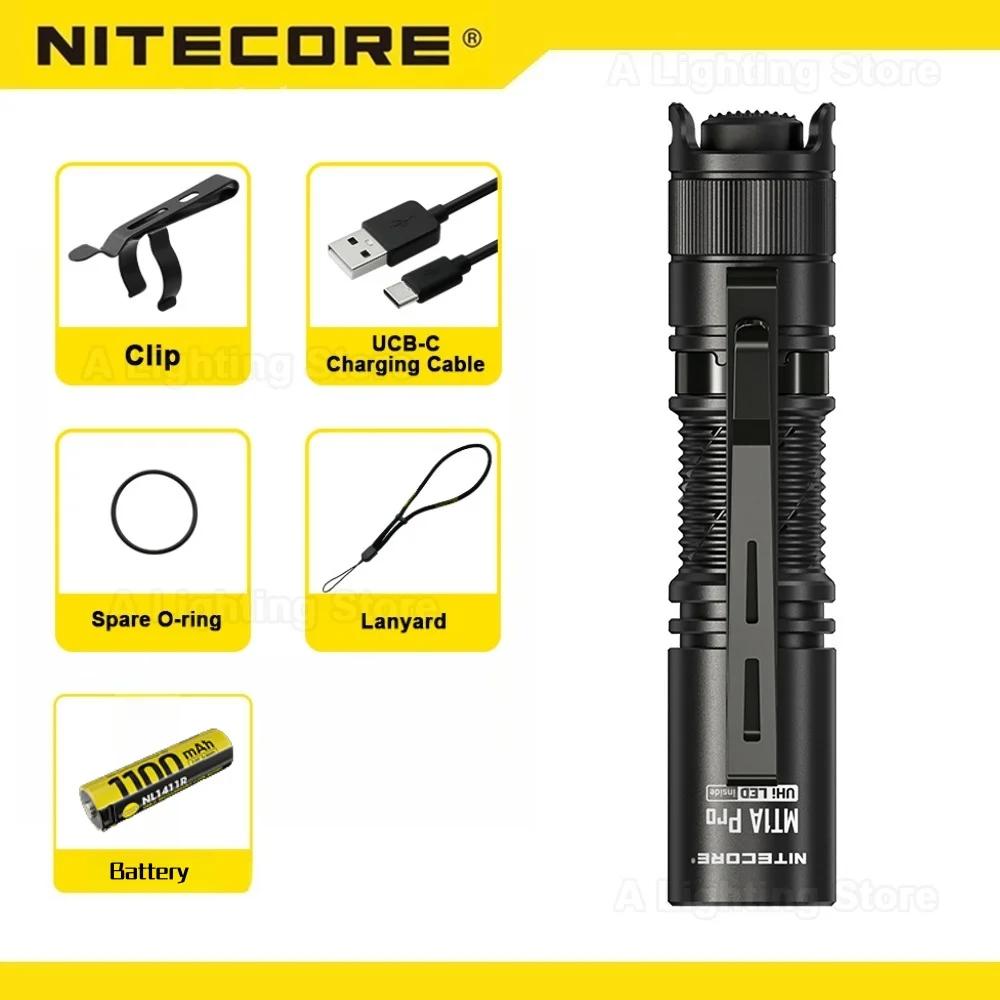 NITECORE 800 Lumens MT1A Pro Flashlight UHi 25 LED Flashlamp USB-C Torch Rechargeable Compact LED With 14500 Battery