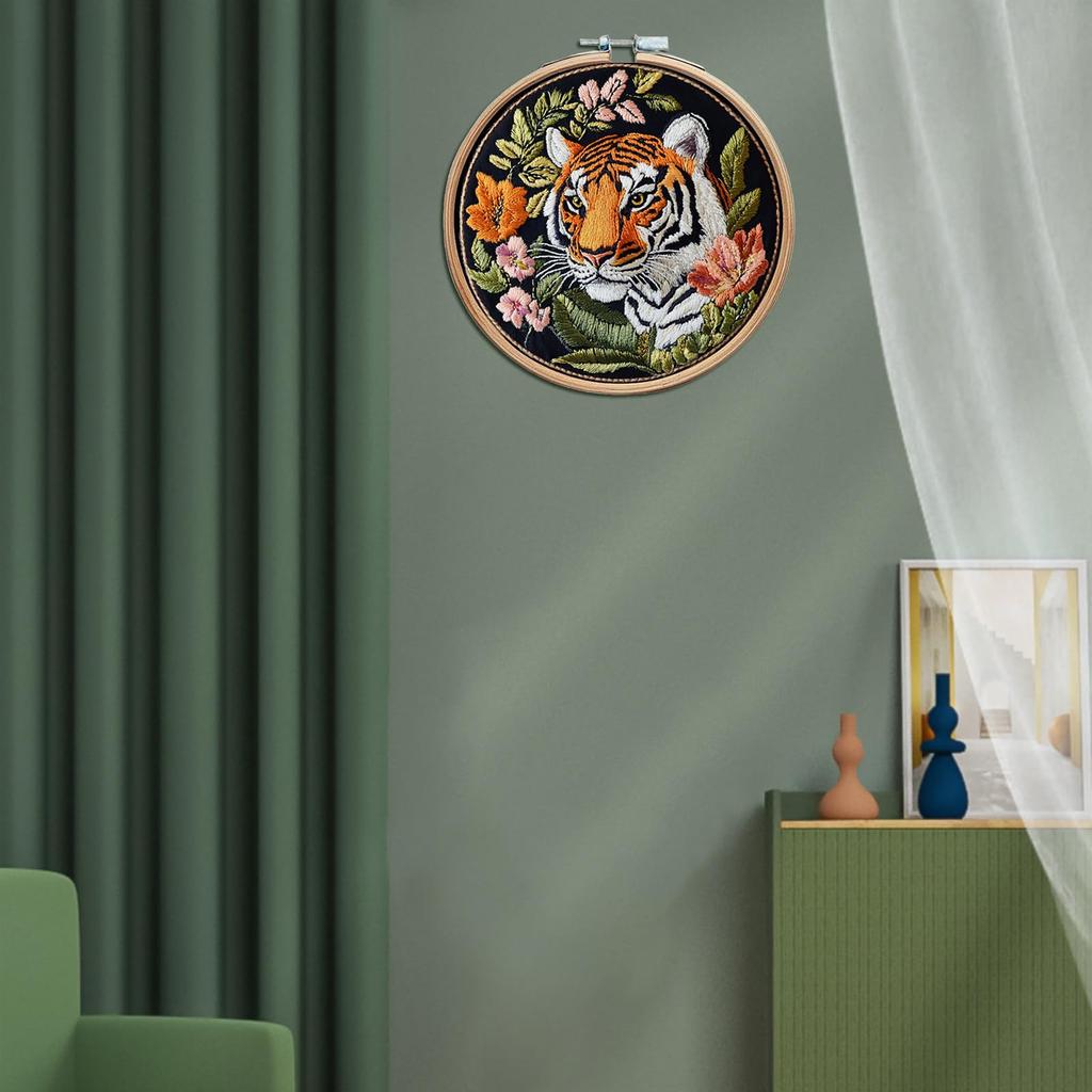 IUHUI Stickset für fortgeschrittene Erwachsene Schönes Prachtvolles DIY Handstickerei Set mit Rahmen - Tiere, Muster, (Hübscher Tiger)