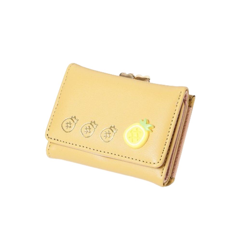 

Fruit Pattern Short Folding Card Bag Candy Color Card Holder Cute Trifold Wallet Travel жёлтый