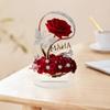 Red Rose 2D Acrylic Art Piece Ornament with Base for Christmas Mothers Day Gift Durable Desktop Shelf Decoration