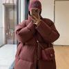 Winter Korean version thick down cotton jacket women's loose jacket over the knee cotton jacket medium long cotton jacket