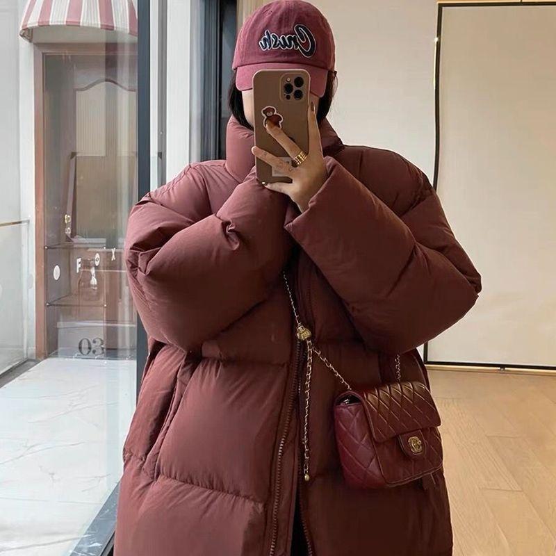 Winter Korean version thick down cotton jacket women's loose jacket over the knee cotton jacket medium long cotton jacket