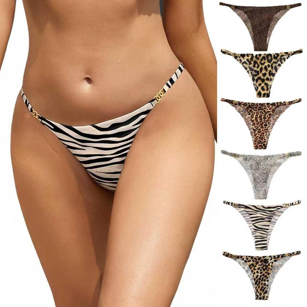 Braguitas sin costuras con estampado de leopardo sexy europeo y americano de SHEIN - Ropa interior de tirantes finos para mujer de talla grande