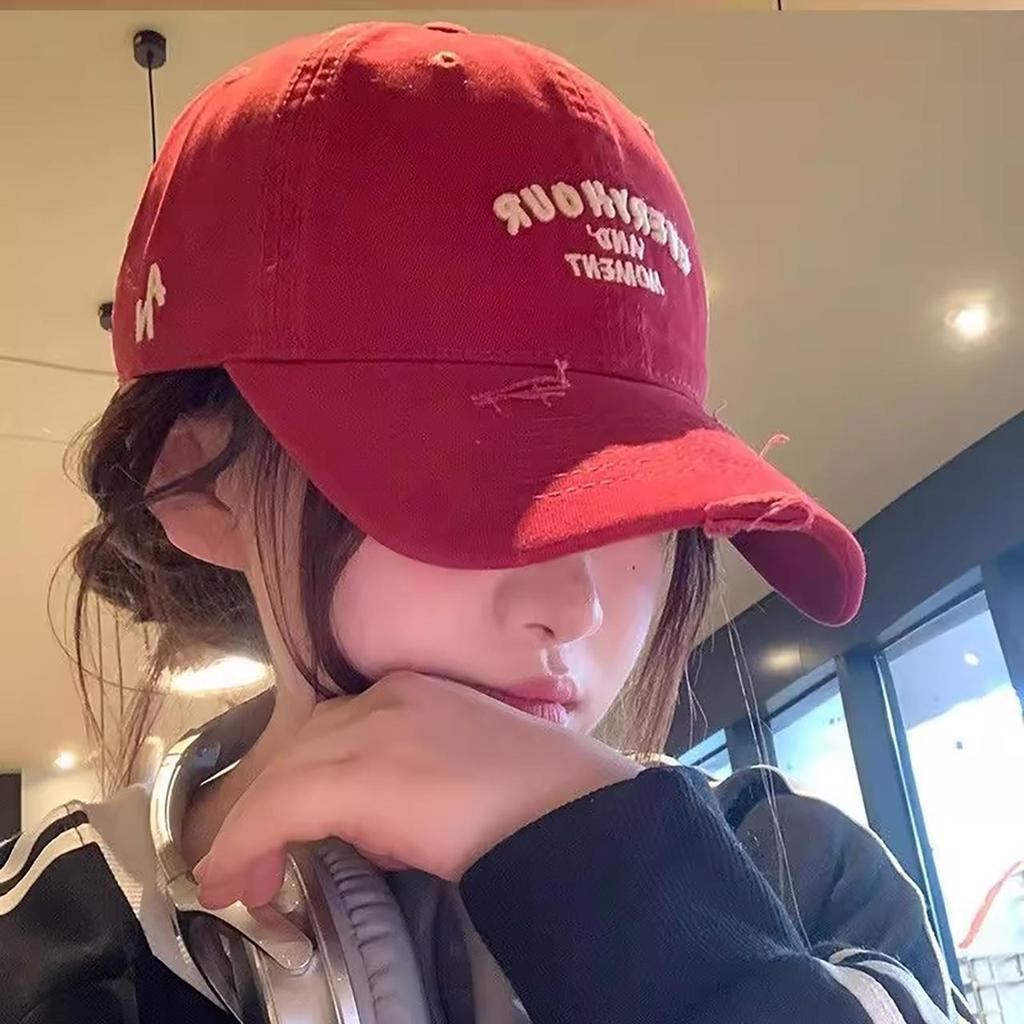 Women Punk Letters Baseball Cap Vintage Embroidery Cotton Snapback Peaked Sun Hats Outdoor Sports Golf Travel Sunscreen Hat