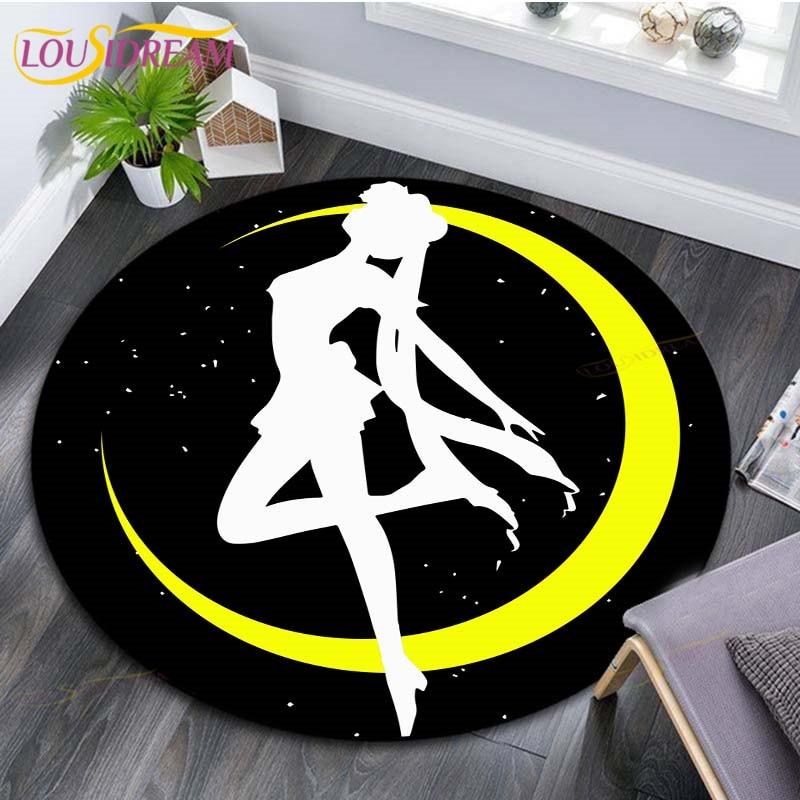 Sailor Moon Rugs Anime Carpet Trending Soft Carpets and Rugs for Living Room Anti-Slip Rugs for Bedroom Round