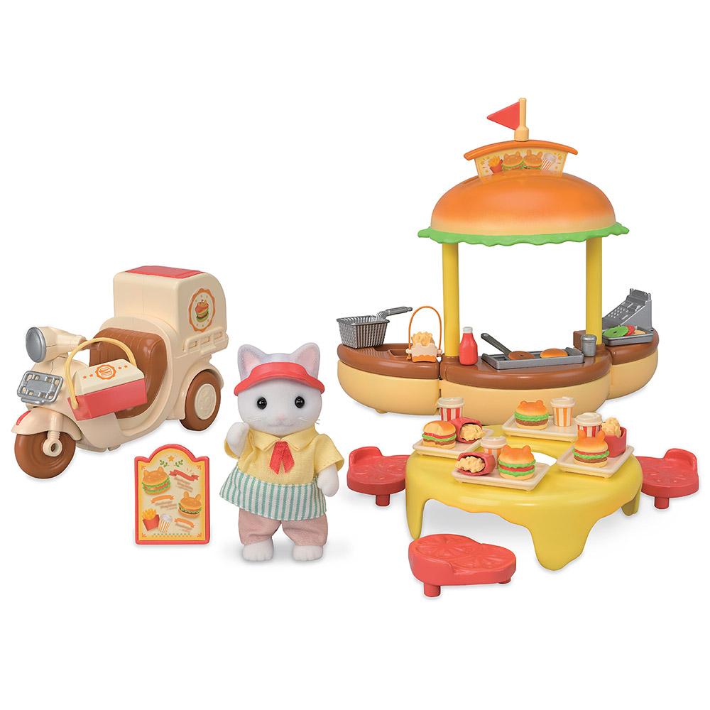 [Toytron] Sylvanian Families Latte Cat's Hamburger Cart Playset