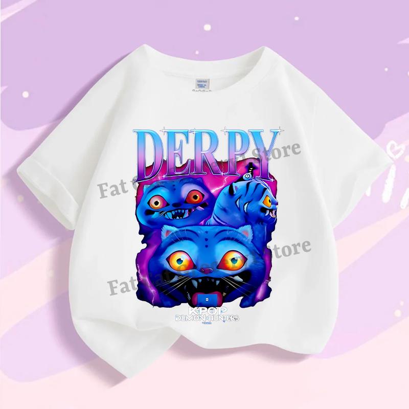 Kpop Tričko Lovce démonů Dětské Roztomilé Rumi Mira Zoey Trička Dívky Chlapci Léto Krátký rukáv Dětské Volnočasové Topy Bavlněné Oblečení Dárek