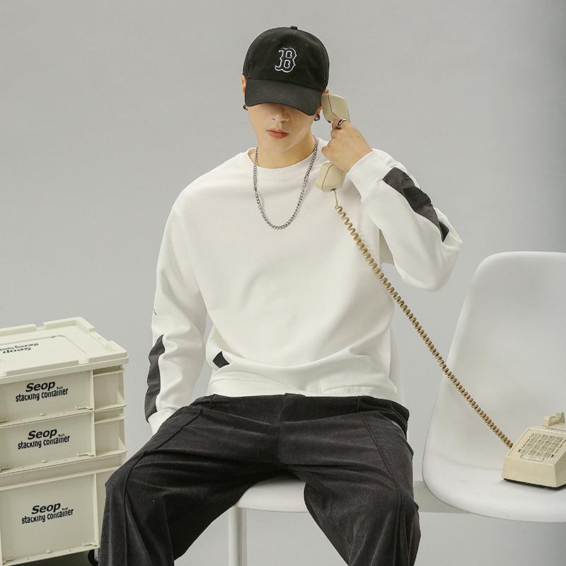 Autumn Black Crew Neck Sweater Men'S Loose Large Size Alphabet Top Youth Casual Long Sleeve Trend