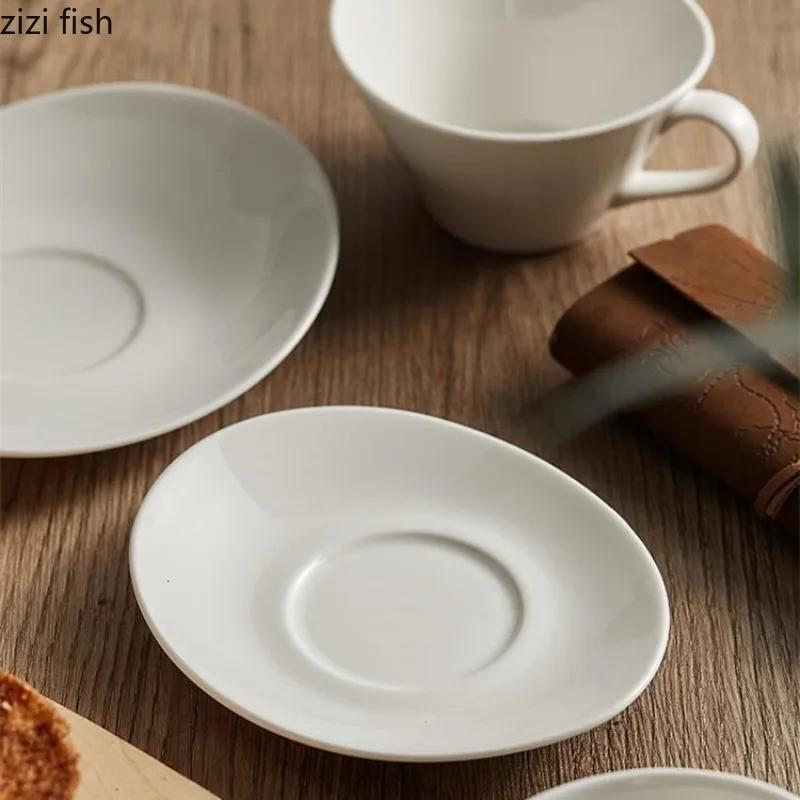 White Ceramic Coffee Cup and Saucer Set Irregular Water Cup Milk Tea Cups Couple Mugs Afternoon Tea Cup Milk Mugs Tea Mug