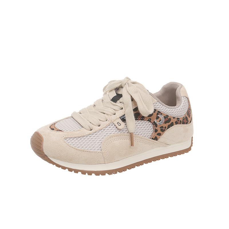 Retro Color Matching Flat-bottomed German Training Shoes for Women's 2025 New Fashionable Versatile Mesh Breathable Forrest Gump Shoes