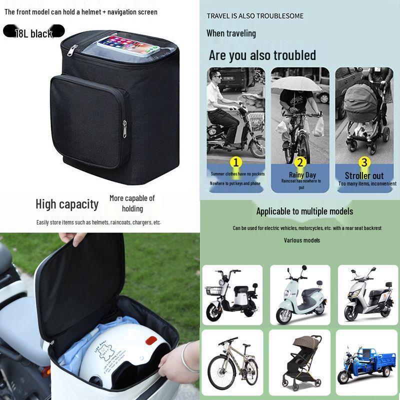 Electric Vehicle Trunk Helmet Storage Bag & Battery Motorcycle Tail Box