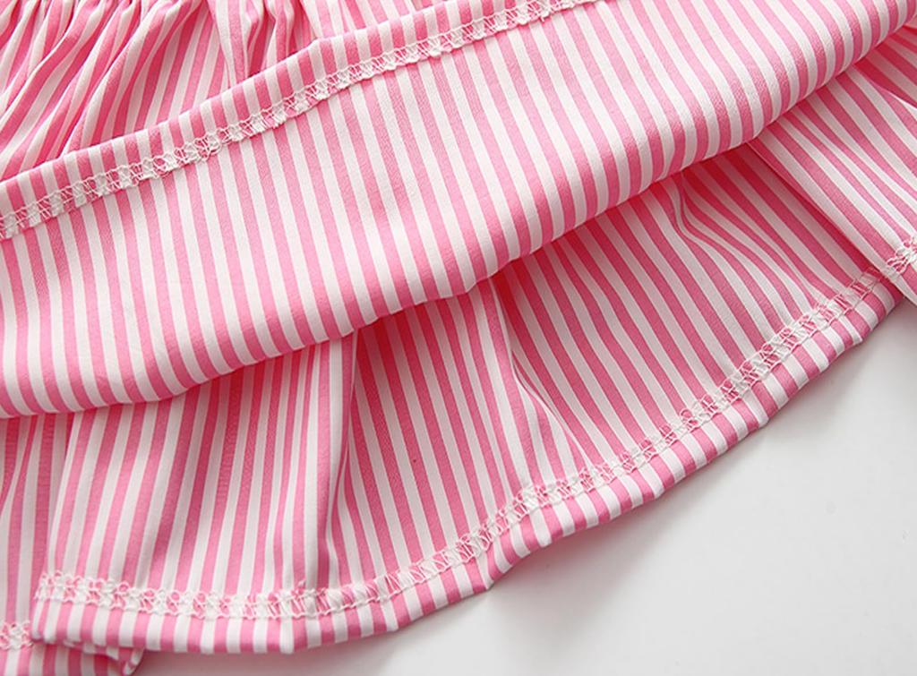 Babykleid mit niedlichem Flausch, perfekt für den Kindergartenbeginn, und Babyanzug mit Schleife und Streifenmuster 2 YY-Natuhi Mädchenhosen, Rock,