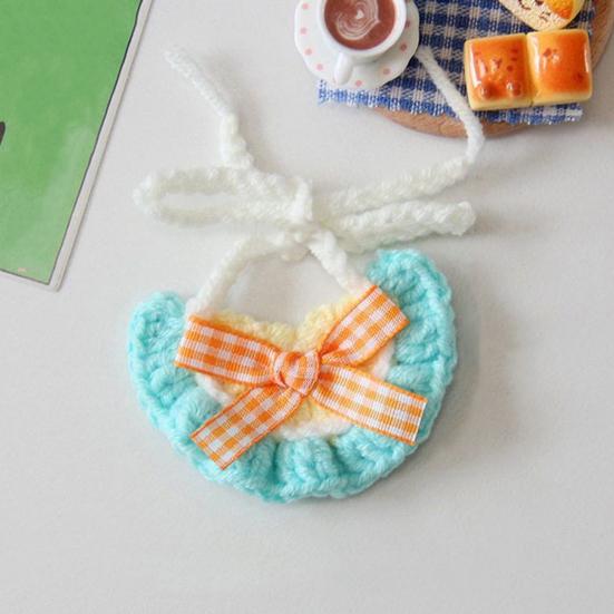 Knitted Cat Bib Adjustable Cute Pet Bib Soft Breathable Pet Bib with Bow Flower for Cats And Small Dogs Photo Prop