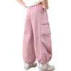 LUSON Chen Da Zhu Children's Clothing, Girls' Cargo Pants, New Style for Older Kids, 2025 New Trendy Loose-Fitting Sports Pants for Girls