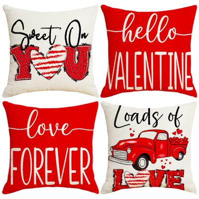 New Valentine's Day Pillow Love Letter Print Pillow Simple and Versatile Linen Pillow