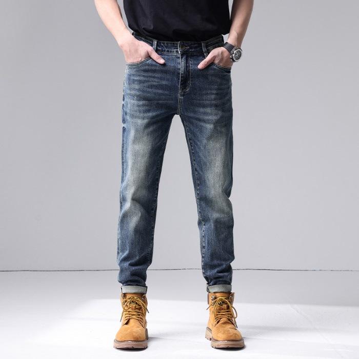 

Spring and Summer New Men s American Retro Slim Straight Big Beef Stretch Jeans Trousers Men 28