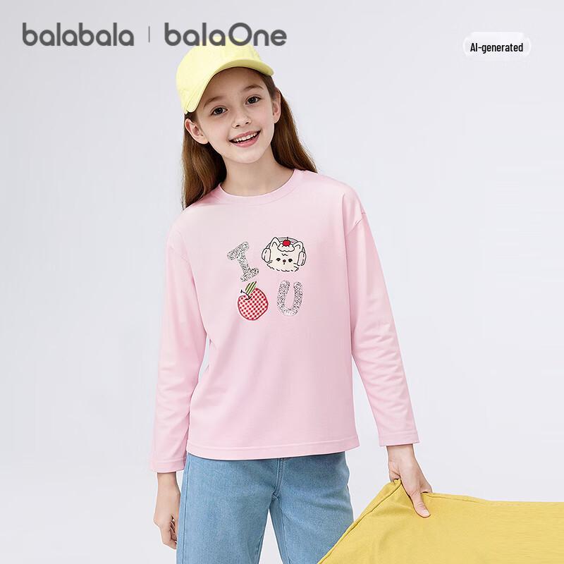 Balabala Girls' Pure Cotton Long Sleeve T-Shirt