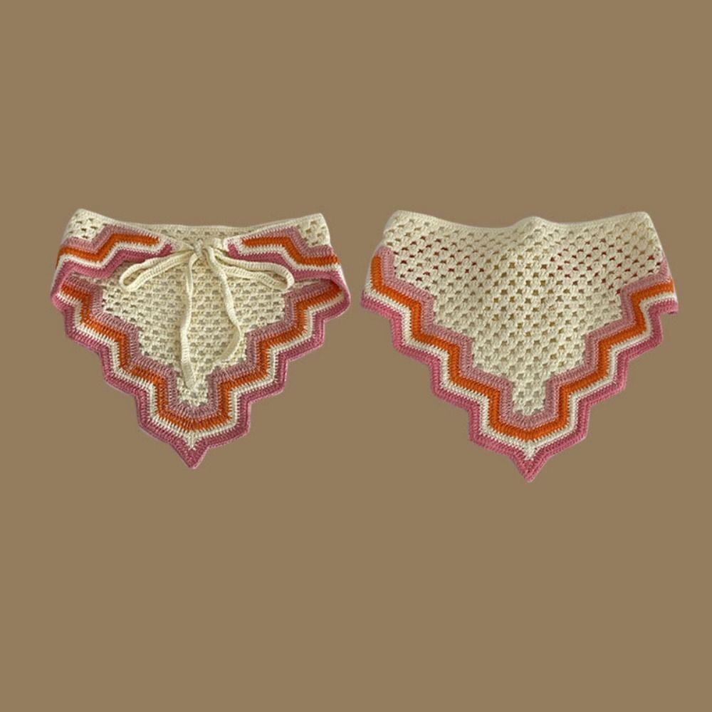 Knitted Triangle Headband Crochet Beach Vacation Headkerchief Sweet Girl Flower Headscarf
