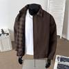 Vintage Vintage Checked Spliced Jacket Men's Autumn Maillard Fake Two-piece Jacket Lapel Short Baseball Jersey