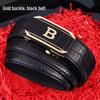 Men's Crocodile Pattern Leather Belt with Automatic Buckle - Cowhide Business Style Waist Belt