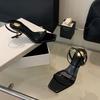 Fashion 2025 New Fashion High-Heeled Square Sandals A Word Temperament Sexy Thin Heels Open Toe Women'S Shoes